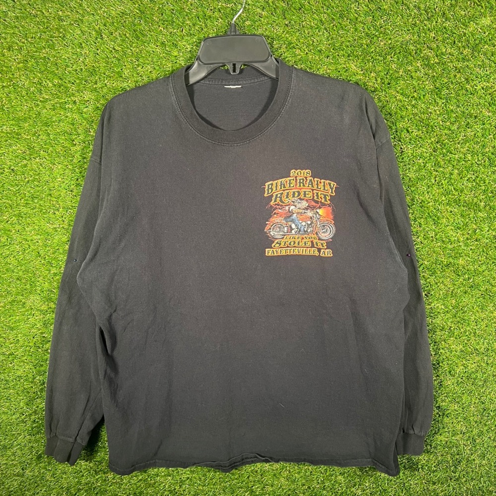 2015 Bike Rally Fayetteville AR‎ Long Sleeve Black T Shirt Mens XL